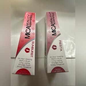 2 x New Mica beauty cosmetics Tinted Lip Balm - Sunburst & Fiesta,Price is Firm